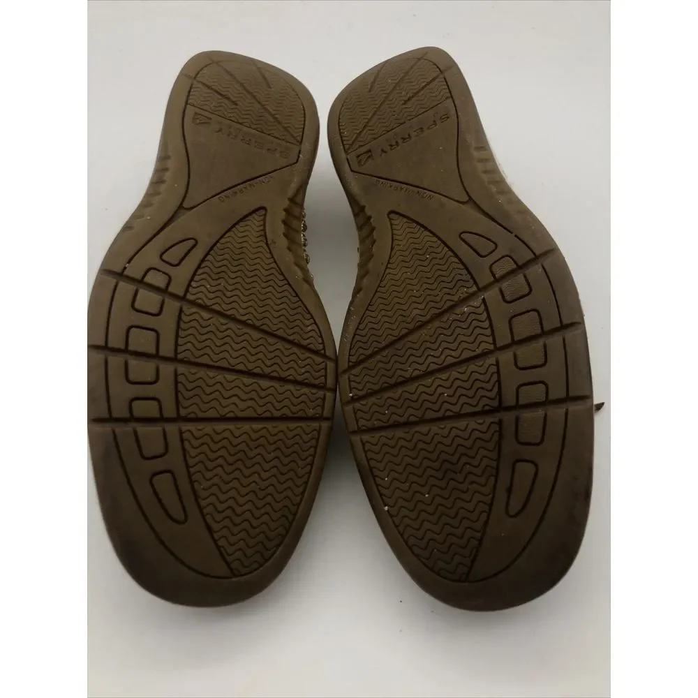 Sperry Top Sider Women's Tan Brown Leather‎ Chain Link Boat Shoes Size 7.5